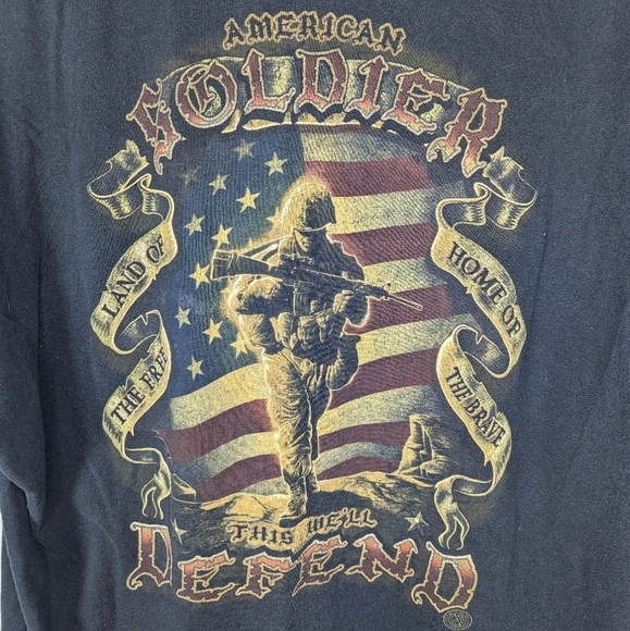 Vintage American Soldier Armed Forces USA guns Patriotism Tshirt mens XL - Picture 3 of 6